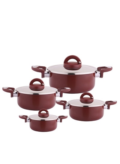 Buy 8-Piece Vitro Cookware Set Red/Silver in Saudi Arabia