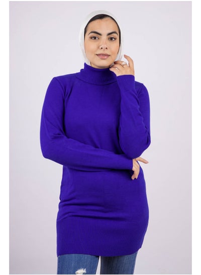 اشتري Long Modest Basic Fit Pullover | Free Size | RoyalBlue في مصر