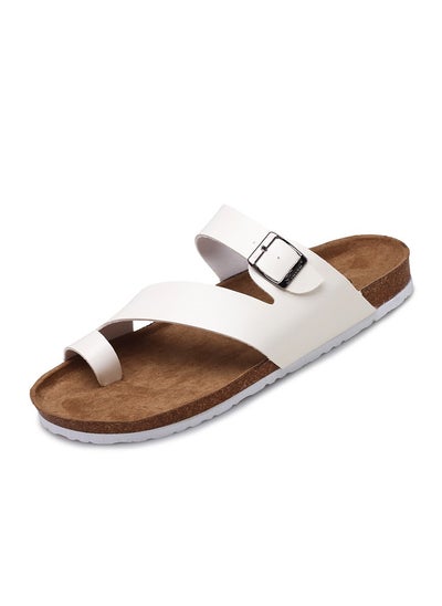 اشتري Casual Buckle Sandals Men's Beach Shoes Women's Cork Slippers Summer Flip-flops White في السعودية