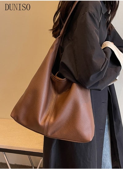 Buy Women's Shoulder Tote Bag Faux Leather Handbag for Women Large Capacity Messenger Fashionable Travel Shoulder Bag for Ladies Girls College Students in UAE