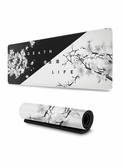 Buy Gaming Mouse Pad Black and White Cherry Blossom,Extended Large Mat Desk Pad, Stitched Edges Mousepad, Long Non-Slip Rubber Base Mice Pad(31.5x11.8x0.12 Inch) in Saudi Arabia