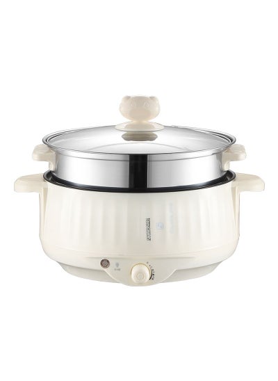 Buy Multi-Function Electric Hot Pot Non-Stick Dorm Cooker Khaki color box (with steamer) no gift in UAE