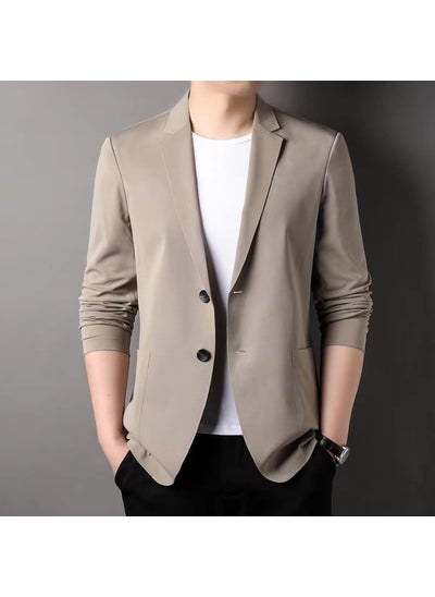 Buy 2023 Mens Classic Simple Blazer - Casual Business Suit Jacket Khaki in UAE