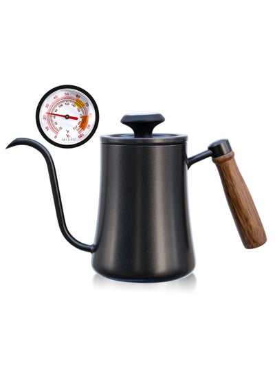 Buy Coffee drip pot 550ml thermometer lid black in Saudi Arabia