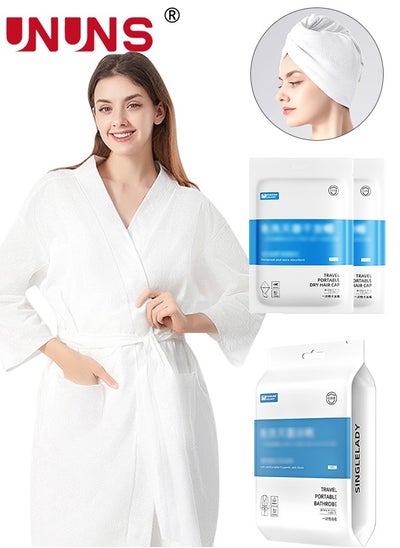 اشتري Disposable Spa Robes,Non-woven Body Wrap Bathrobe With 2 Hair Drying Cap For Beauty Salon,Unisex One Size Fits All في الامارات