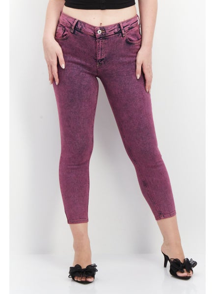 اشتري Women Regular Fit Washed Stretchable Jeans, Purple في السعودية