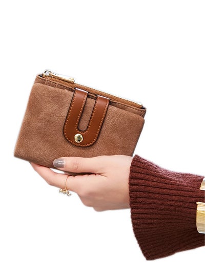 اشتري Wallet, Women's Small Leather Wallet Ladies Mini Zipper Coin Purse id card Pocket, Slim Compact Thin (Brown) في الامارات