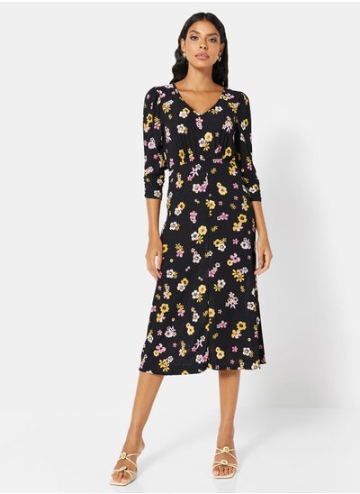 اشتري Ribbed Floral Midi Dress في الامارات