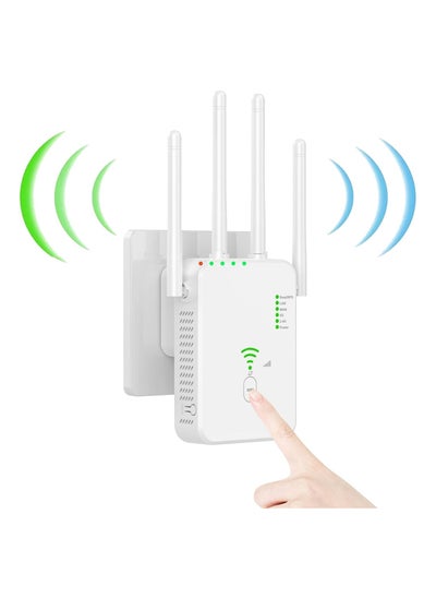 Buy WiFi Extender, Wireless Internet Repeater， With Up to 8000 Square Feet Of Coverage, 1.2Gbps Dual Band 2.4G/5G WiFi Range Extender WiFi Booster And Signal Amplifier in UAE