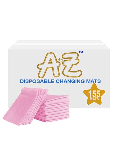 Buy A to Z - Disposable Changing Mat size (45cm x 60cm) Large- Premium Quality for Baby Soft Ultra Absorbent Waterproof - Pack of 155 - Pink in UAE