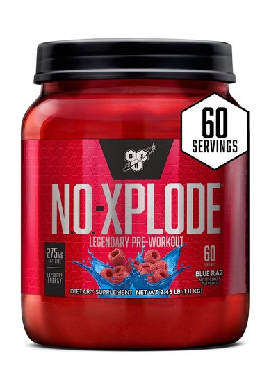 Buy N.O.-XPLODE Pre Workout Powder Energy Supplement for Men and Women Blue Raz, 60 Servings in UAE