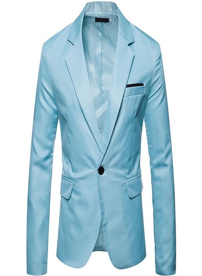 Buy Men's British Fashion Solid Casual Suit Blue in Saudi Arabia