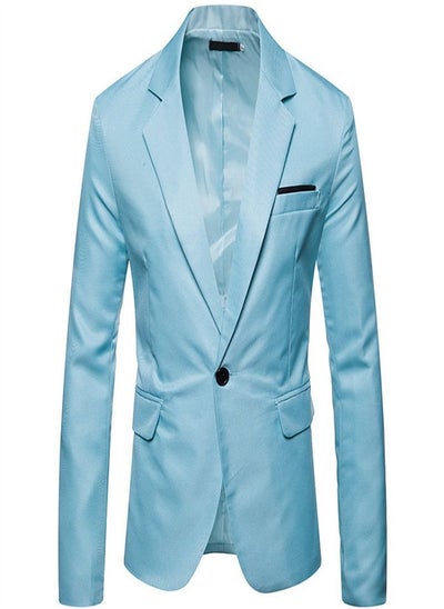 اشتري Men's British Fashion Solid Casual Suit Blue في الامارات