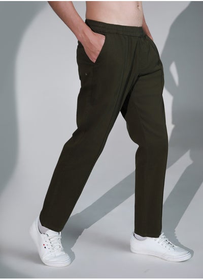 Buy Men Mid-Rise Cotton Regular Trousers in UAE