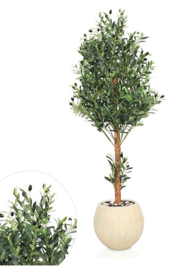 Buy The artificial olive tree with a large fiber container, 130 cm high in Saudi Arabia