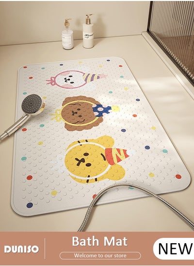 اشتري Non-Slip Shower Mat, Soft Shower Mat with Powerful Suction Cups, Easy Cleaning Bathtub Mat with Animal Prints, Bath Mat for Shower Tub & Shower Stall & Bathroom في السعودية