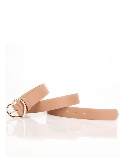 اشتري Sweet And Elegant Love Pearl Pin Button Ladies Belt 105cm Brown في الامارات