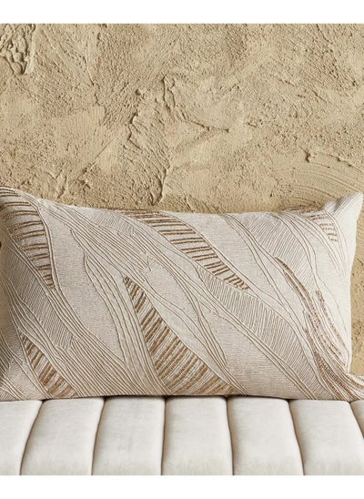 Buy Desert Elegance Etna Wave Cotton Embroidered Beaded Filled Cushion 30x50 cm in Saudi Arabia