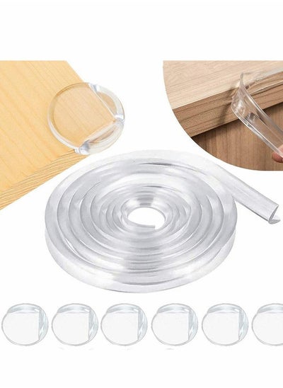 اشتري Safety Edge Corner Protector Set, Clear Baby Proofing Guards, Soft Silicone Bumper Strip 15.7ft  with Round Child Edge Protector for Cabinets, Tables, Furniture في الامارات