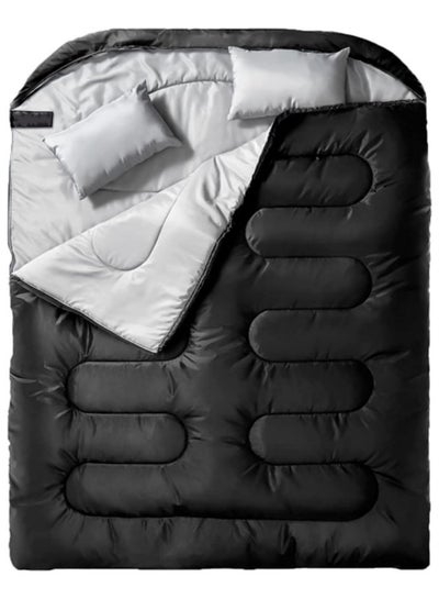 Buy Double Sleeping Bag, Ultra-Light Goose Down Sleeping Bag, Lightweight Sleeping Bags for Adults, Cotton Hollow Filled 0-20 Degree, 3.2kg, 230 * 160cm Black in UAE