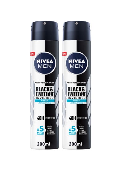 اشتري Antiperspirant Spray  Black And  White Invisible Fresh Pack of 2 في الامارات