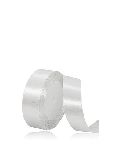 Buy White Satin Ribbon, 24mm x 25yd Fabric Polyester Ribbon for Gift Wrapping, Party Favors, Wedding Decorations, Bow Making, Bouquets, Sewing Projects & Craft Supplies in UAE