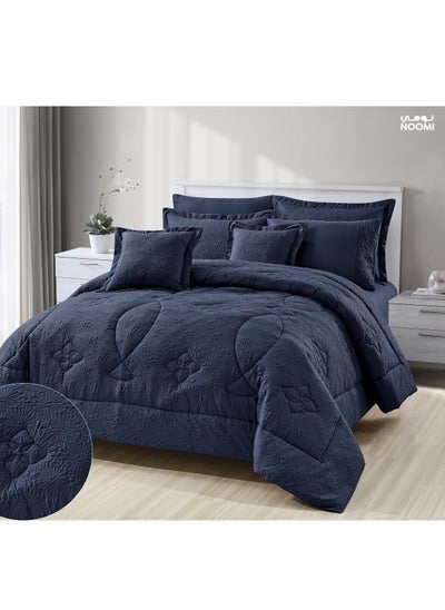 Buy 5-Piece Single Comforter Set Microfiber King Size 170x230 cm Dark Blue in Saudi Arabia