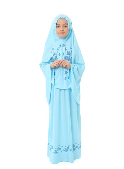 Buy Flower Prayer Dress For Girls Blue Color in Egypt