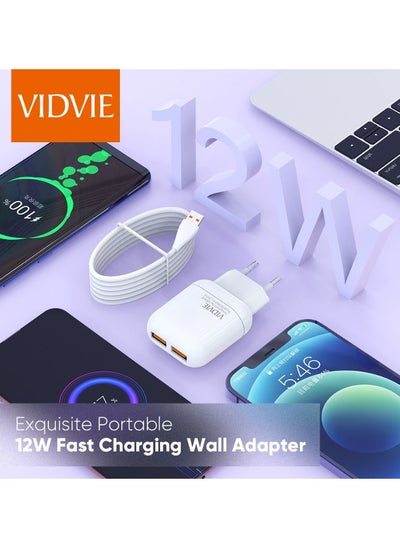 Buy Vidvie Ple219 Fast Wall Charger 2.4A With iPhone Cable 100Cm - White in Egypt