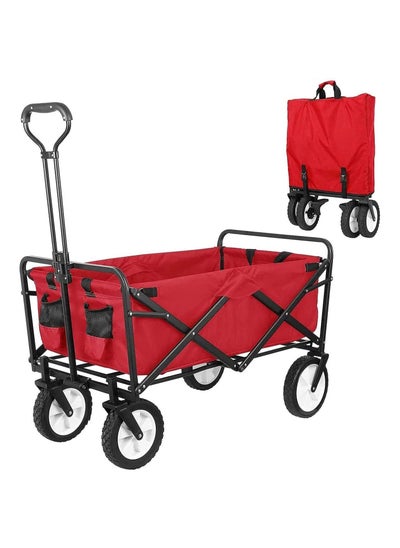 Buy Collapsible Folding Outdoor Utility Wagon-Red in UAE