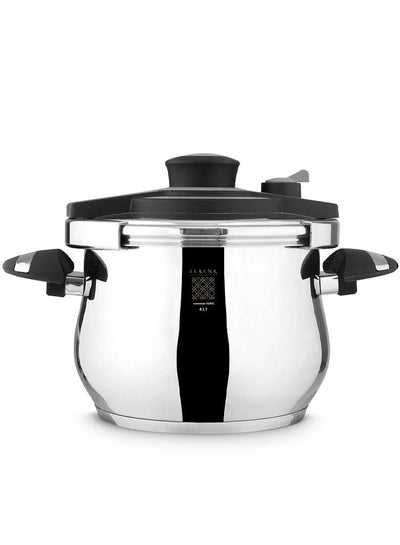 Buy Serenk 6L Stainless Steel Pressure Cooker with Capsule Base and Safety Valve Compatible with Induction Stovetop in UAE
