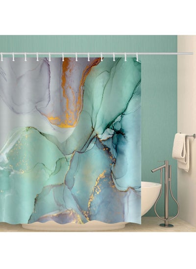 Buy Shower Curtains for Bathroom Green Marble Style Pattern Waterproof Privacy Shower Curtain with 12 Hooks in Saudi Arabia