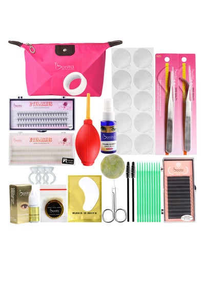 Buy 18-Piece False Eyelash Extension Practice Kit - Professional Training Tools for Precision Lash Makeup, False Eyelash Application, and Grafting, Includes Diverse False Lashes Set And Cosmetic Bag in UAE