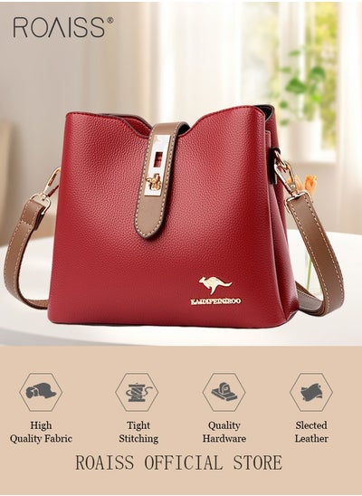 اشتري Leather Women Shoulder Bag Women's Handbag Elegant Patent Leather Bag Waterproof Handbag Shoulder Bag Women Large Capacity Bag في السعودية