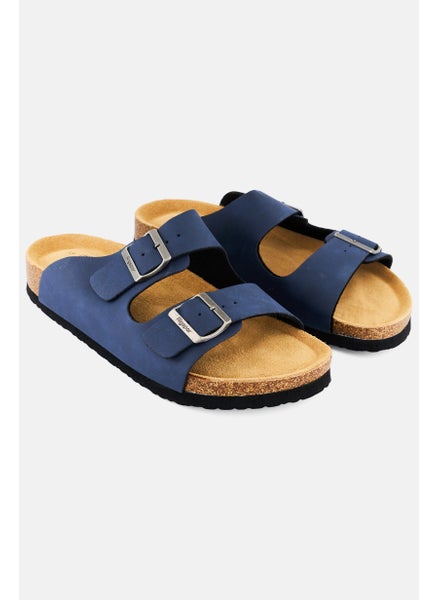 Buy Men Buckle Slip On Cork Sandals, Navy Blue in Saudi Arabia