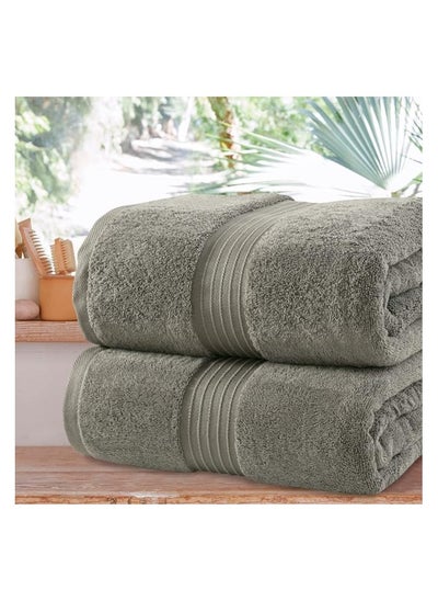 Buy Pioneer Set Of 2 Supersoft Highly Absorbent Lightweight 550Gsm 70 X 140 Cm Bath Towel Charcoal Grey in UAE