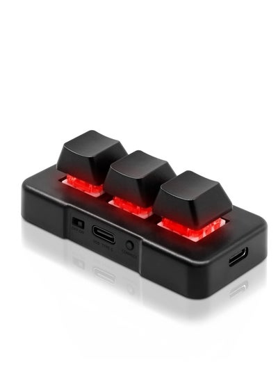 اشتري 3-Key Mini Keypad, Wireless USB 2 in 1Mechanical Gaming Keyboard Programming Macro with Software One-Handed OSU HID Standard Keyboar for Gaming(Black) في الامارات