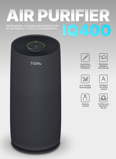 Buy TION IQ400 Air Purifier for Home - Air Cleaner with H13 HEPA Filter with Smart Air Quality Sensor & Auto Mode Removes Allergens, Dust and Odors for Bedrooms, Office and Rooms up to 70 m², Black in UAE
