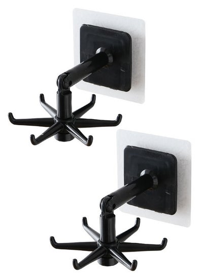 Buy 2 Pcs Hexagonal Hooks Require No Nails or Holes Rotatable Sticky Hooks Kitchen Supplies Rotating Hooks Black in Saudi Arabia