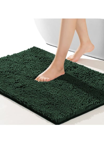 اشتري Bathroom Rug，80x50 Anti-slip Bath Mat，Doormat，Soft and Cozy Rug，Bathroom Durable Thick Bath Towel，Easier to Dry，Bathtub Rug (Dark Green) في الامارات