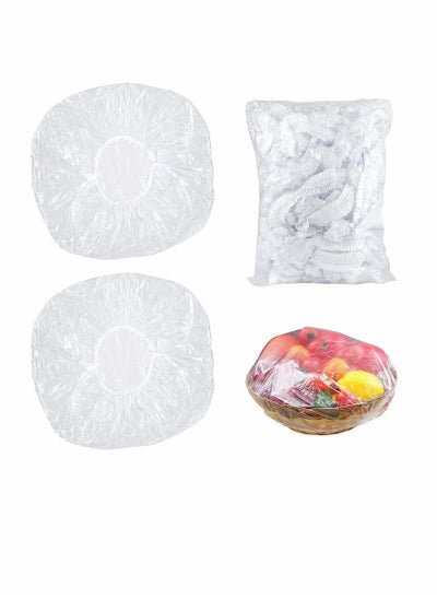 اشتري 200 Reusable Elastic Food Storage Covers, Plastic Bowl Covers with Elastic Edging, Stretchable Plastic Food Wraps, Elastic Covers for Storage Containers في السعودية