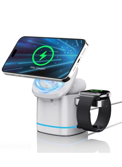 Buy 3 in 1 Wireless Charging Station, Magnetic Charger Stand Fit for iPhone 15/14/13/12, Fit for Apple Devices 15W Fast Charging Wireless Charger Cube, Travel Charger Fit for iWatch & AirPods' 2/3/Pro in Saudi Arabia