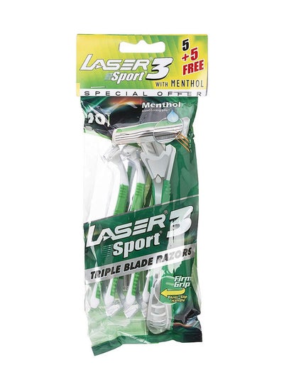 اشتري 10 Pieces Sport 3 Firm Grip Tripple Blade Disposable Shaving Razor في الامارات