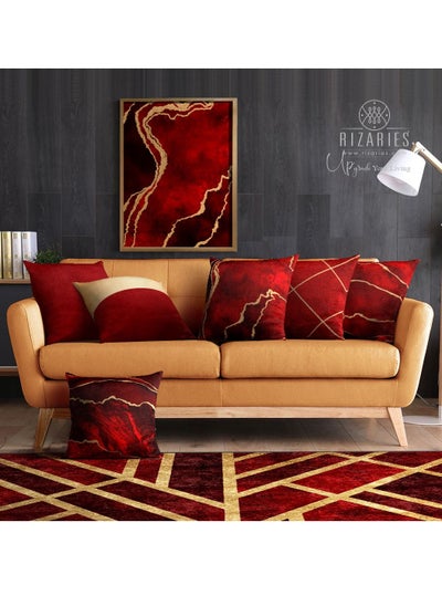 Buy New Burgundy Art Deco Throw Pillow Set of 6 in UAE