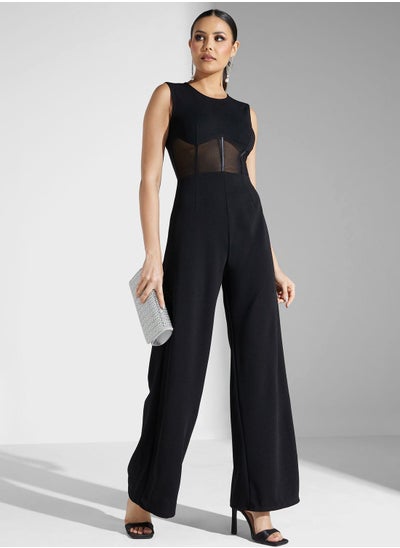 Buy Mesh Wide Leg Jumpsuit in UAE