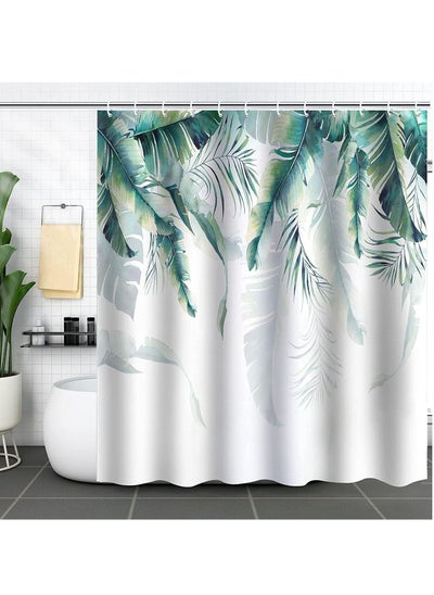 اشتري Eucalyptus Shower Curtain Watercolor Leaves on The Top Plant with Floral Bathroom Decoration Shower Curtain Sets 180 x 180 cm with Hooks في الامارات