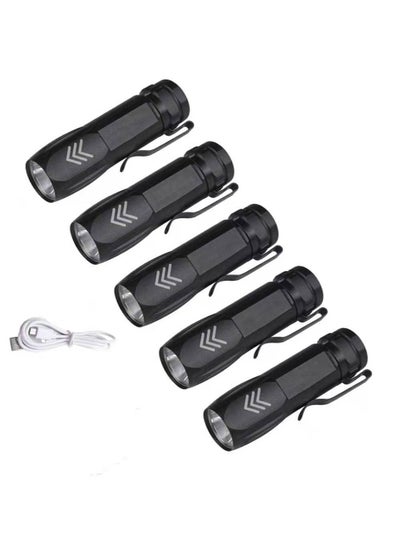 Buy KH003 Mini Small Pocket LED Flashlight USB Rechargeable High Lumens Bright Powerful flashlights Pack of 5 in Saudi Arabia