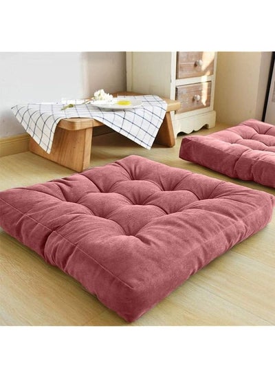 Buy Square Floor Tufted Velvet Cushion 55X55X10Cm in Saudi Arabia