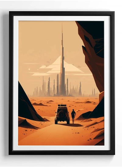 اشتري Dubai Travel Burj Khalifa Desert  , UAE Poster with Frame 30x40cm في الامارات