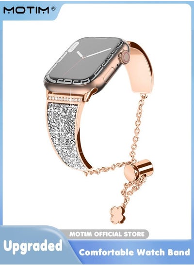 Buy Stainless Steel Band for Apple Watch 41mm 40mm 38mm, Diamond Rhinestone Bling Dressy Bangle Bracelet Women iWatch Replacement Band SE/Series 8/7/6/5/4/3/2/1 in UAE